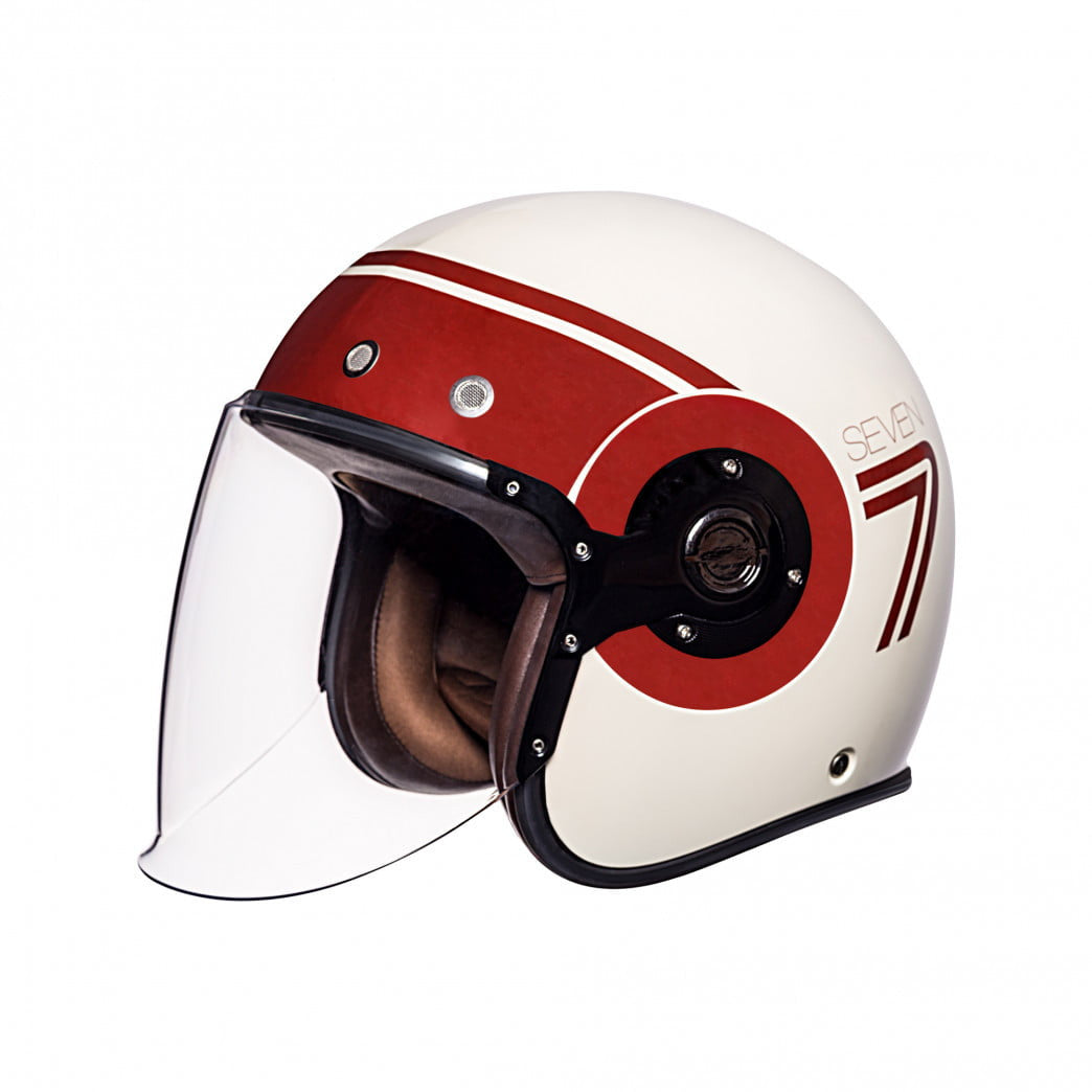 SMK Jet MC Helm Retro Seven White /Rot