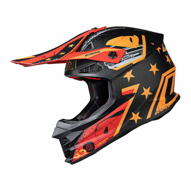 UFO Cross MC Helm unerschrockener Schwarz /Rot /Orange