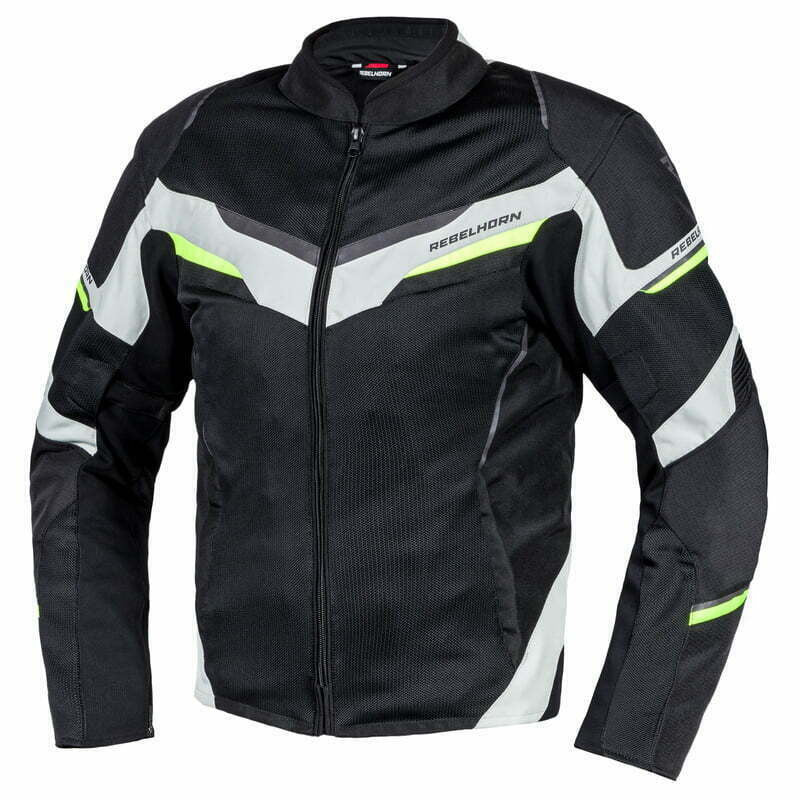 Rebelhorn Textil Mc-Jacke Flux Schwarz /Grau /Flu 