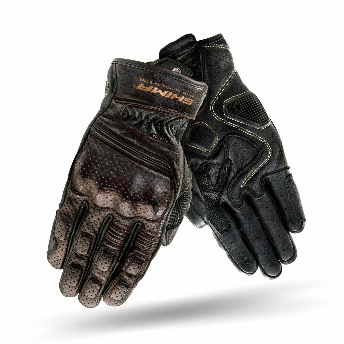 Shima Mc-Handschuhe Aviator Schwarz /Braun 