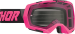 Thor Goggles Regiment Rosa med rosa ram och svart band med Thor-logotyp, designade för motocross och damanpassad passform.